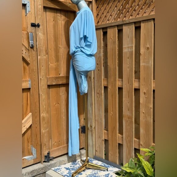 🆕 RAT & BOA 🧿 NWOT Freja Slinky Baby Blue Tie-Waist T-Shirt Mini Dress, Sz XXS - Picture 5 of 14